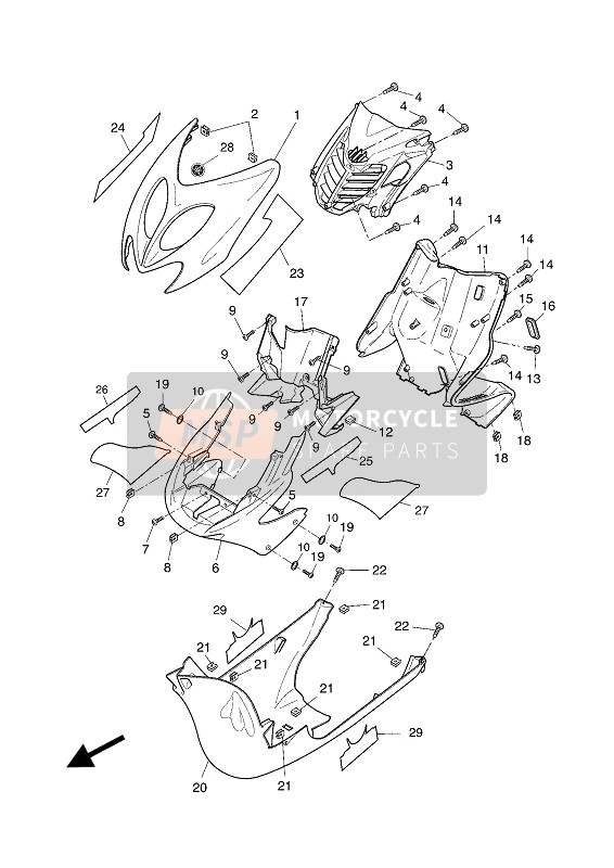 Yamaha YQ50L AEROX 2004 Leg Shield for a 2004 Yamaha YQ50L AEROX